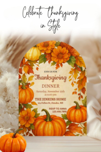 Brown Futuristic Thanksgiving Dinner Invitation  Pinterest Graphic template