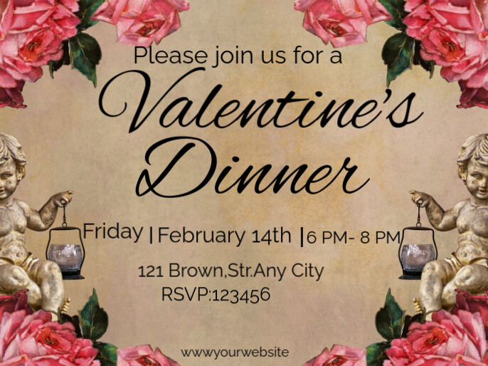 Valentine's dinner card Prezentacja template