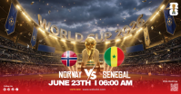 Brown Futuristic World Cup Match Announcement Facebook Shared Image template