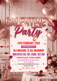 Brown Galentine's Day Party A4 template