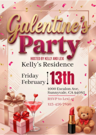 Brown Galentine's Party A6 template