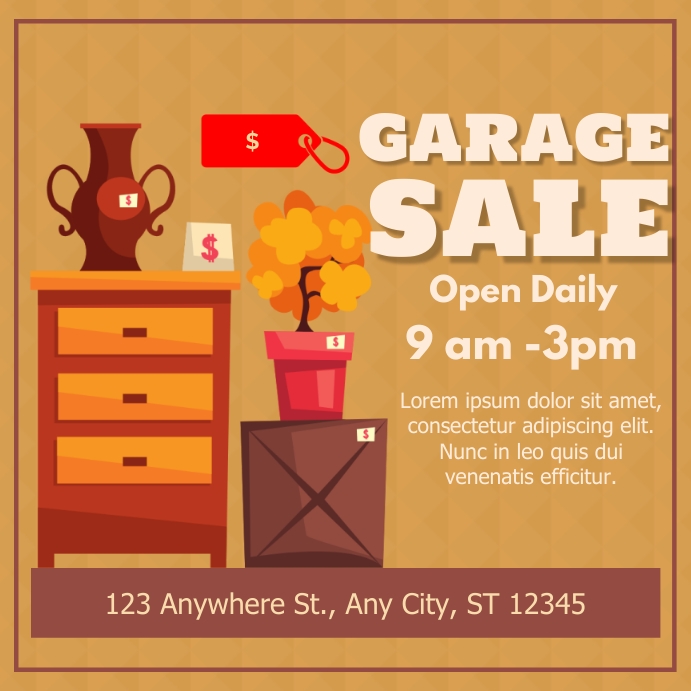 Brown Garage Sale Instagram Post Template PosterMyWall