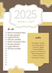 Brown Geometric 2025 Goals List A1 template