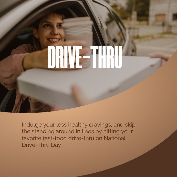 Plantilla de Brown Geometric Drive Thru Day Instagram Post | PosterMyWall