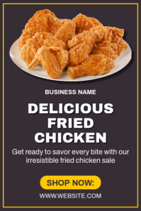 Brown Geometric Fried Chicken Sale Offer Poster Плакат template