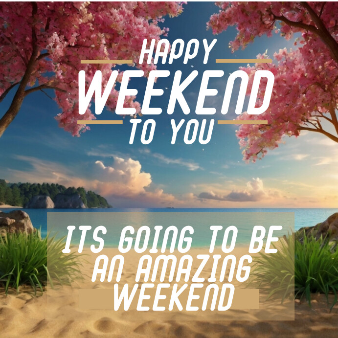 Brown Geometric Happy Weekend Instagram Post Template | PosterMyWall
