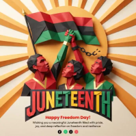 Brown Geometric Juneteenth Celebration Square Video Kvadrat (1:1) template