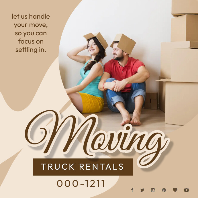 Brown Geometric Moving Truck Rentals Instagra Template | PosterMyWall