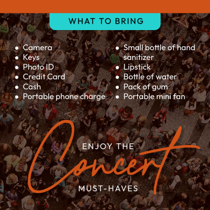 Brown Geometric What To Bring To A Concert Instagram Post Design Template
