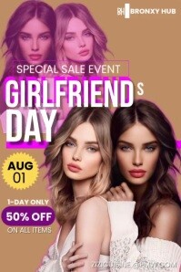 Brown  Girlfriends Day Special Sale Poster template