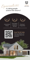 Brown gold and white qr code real estate roll template