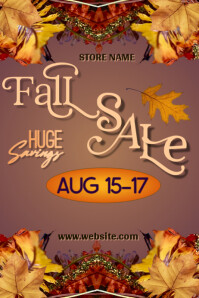 Brown/Gold Illustrative Fall Sale Poster template