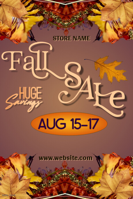 Brown/Gold Illustrative Fall Sale Poster Cartaz template