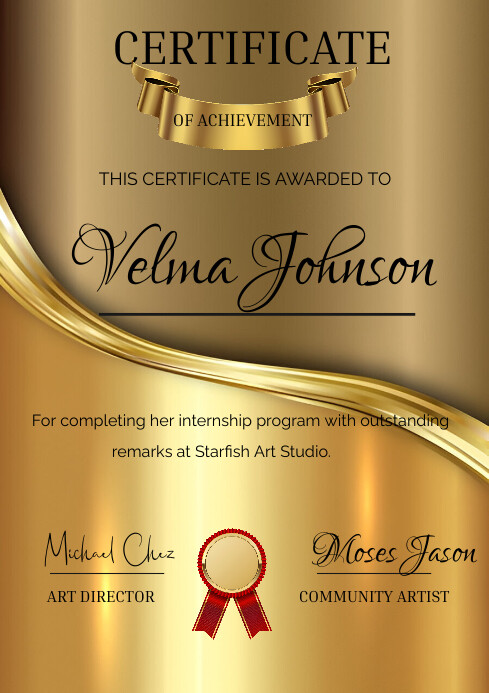 Brown Gold Modern & Minimal Professional Cert A4 template