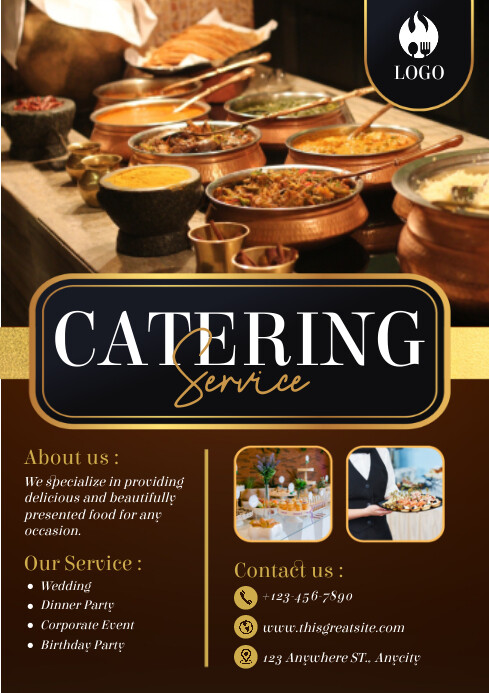Brown Gold Modern & Minimal Catering Service A4 template