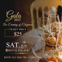 Brown Golden Modern & Minimal Elegant Gala Night Invite  Instagram Post template