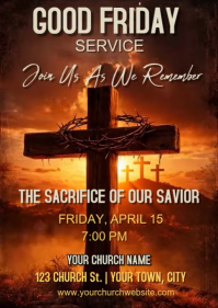 Brown Good Friday Service  A6 template