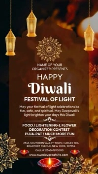 Brown Gradient Diwali Digital Display (9:16) template
