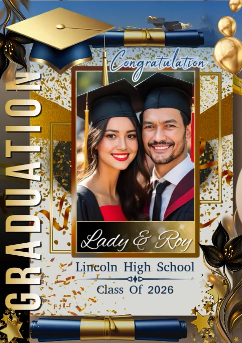 Brown Gradient Golden Graduation Celebration A2 template