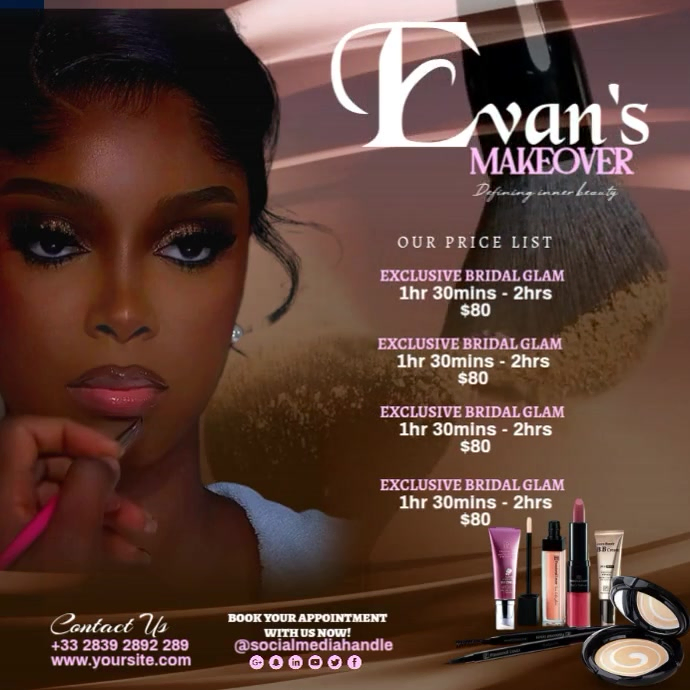 Plantilla de Brown Gradient Makeup Studio Price List Free Template Plantilla de Brown Gradient Makeup Studio Price List Free Template