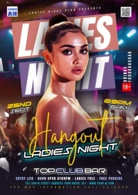 Brown Gradient Night Club Ladies Paty Flyer A4 template