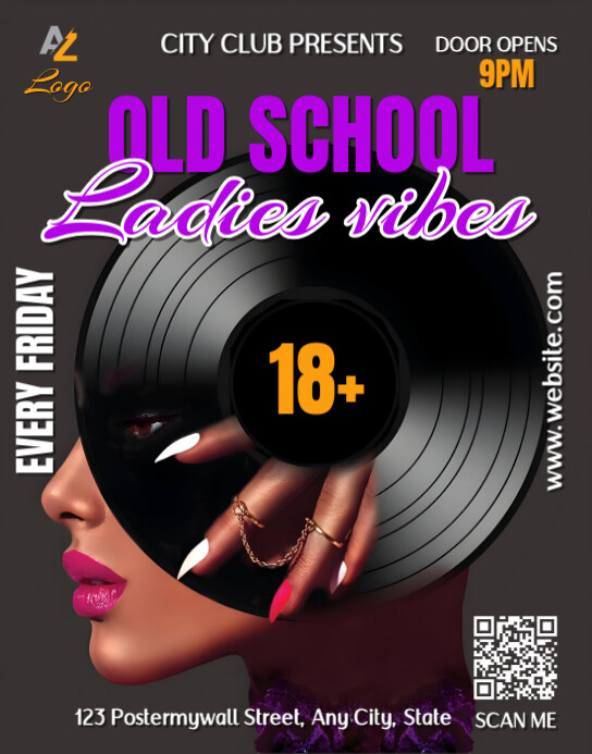 Brown Gradient Old School Ladies Vibes Poster/wallboard Plakkaat/Muurbord template