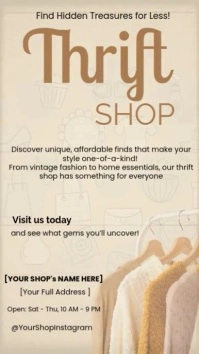 Thrift Shop Foot Traffic Ad - 'Hidden Treasures' Creative Instagram Reel template