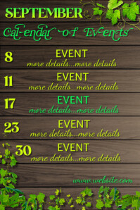 Brown/Green List-Based Calendar of Events Poster Плакат template