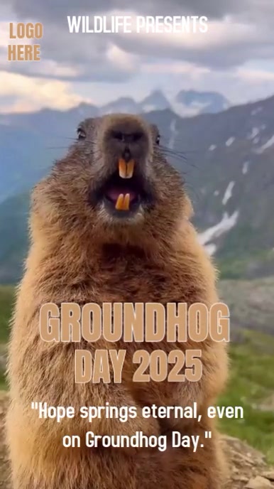 Brown Groundhog Day Digital Display (9:16) Template | PosterMyWall