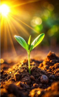 Brown Growth and Nature US Legal. “New Life Growth Concept – Green Seedling Sprouting in Soil with G template