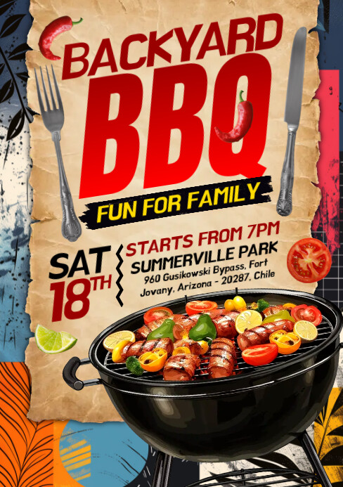 Brown Grunge Bbq Party A5 template