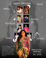 Brown Grunge Birthday Greeting Card  Instagram Portrait template