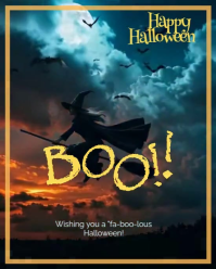 Brown Grunge Boo Halloween Instagram Portrait template