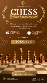 Brown Grunge Chess Tournament  Instagram Story template