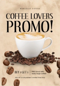 Brown Grunge Coffee Promotion A4 template