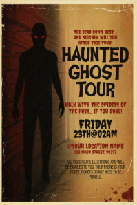 Brown Grunge Ghost Tour Poster Plakat template