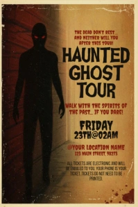 Brown Grunge Ghost Tour Poster Plakkaat template