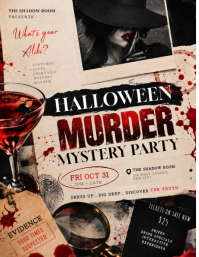 Marrón Halloween Mystery Party 传单(美国信函) Template