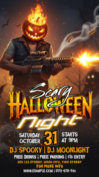Brązowy Halloween DJ Party เรื่องราวบน Instagram Template