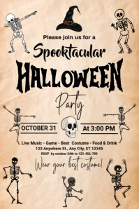 Brown Grunge Halloween Party  Poster 海报 template