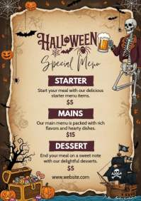 Brown Halloween Special Menu A4 Template