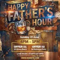 Brown Grunge Happy Hour Event Instagram Post Video template
