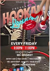 Brown Grunge Hookah Lounge Night Party A4 template