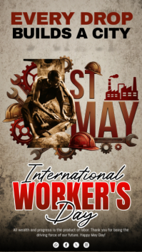 Brown Grunge International Worker's Day Instagram Story template