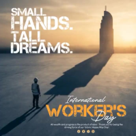 Brown Grunge International Workers' Day Square Video template