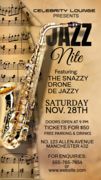 Brown Grunge Jazz Concert  Digital Display (9:16) template