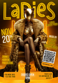 Brown Grunge Ladies Night Party Invitation Social Media A4 template