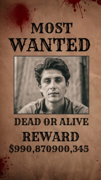 Brown Grunge Most Wanted  Instagram Story template