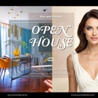 Brown Grunge Open House Instagram Post template