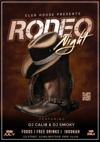 Marrón Rodeo Night Event A4 Template